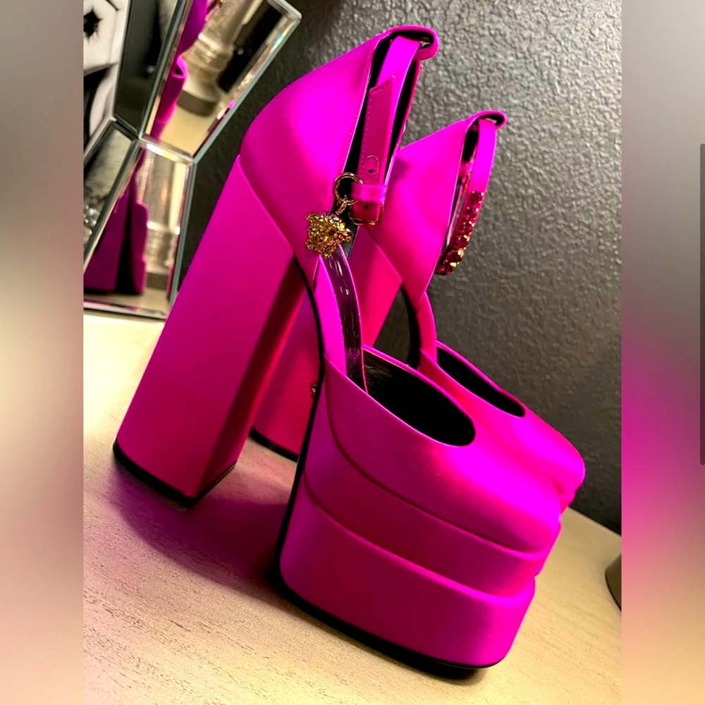 Versace Fuchsia Aevitas Platform Pumps